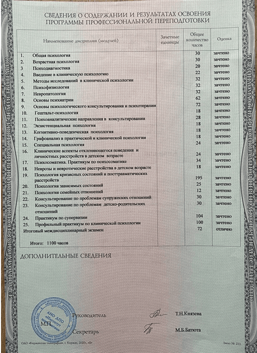 Документ об образовании — Гаевая Алла Петровна, 2