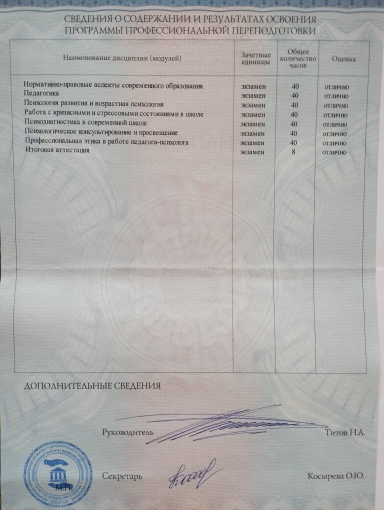 Документ об образовании — Городнова Татьяна Валерьевна, 10