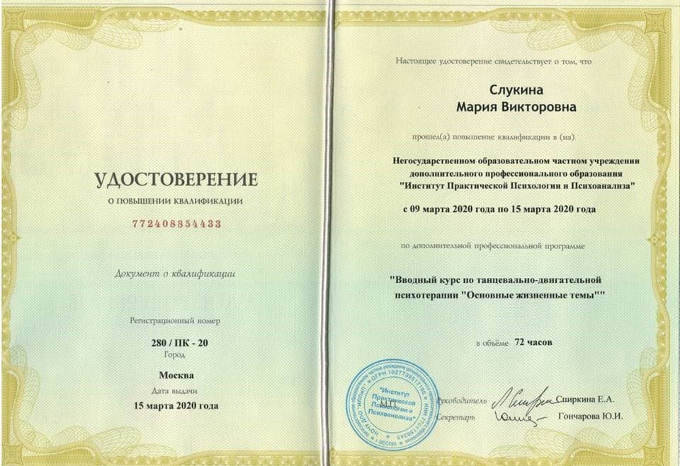 Документ об образовании — Слукина Мария Викторовна, 2
