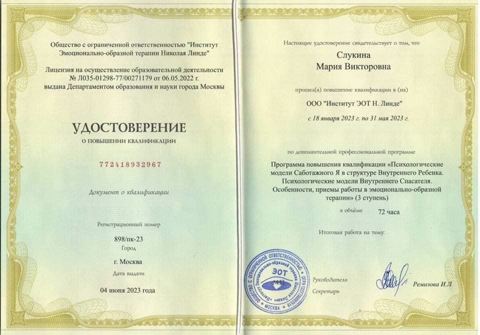 Документ об образовании — Слукина Мария Викторовна, 6