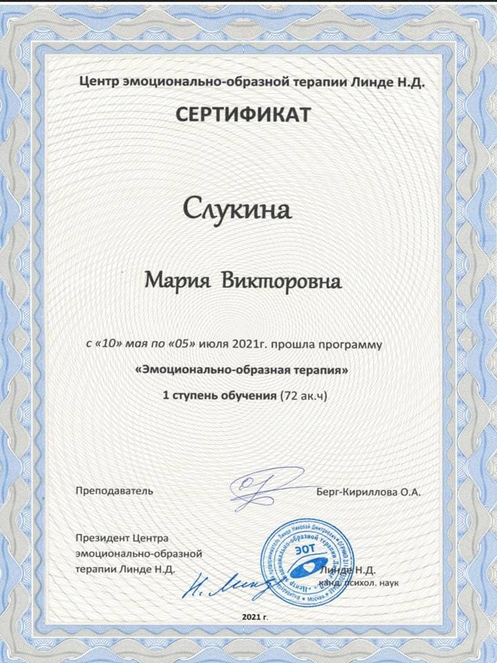 Документ об образовании — Слукина Мария Викторовна, 13