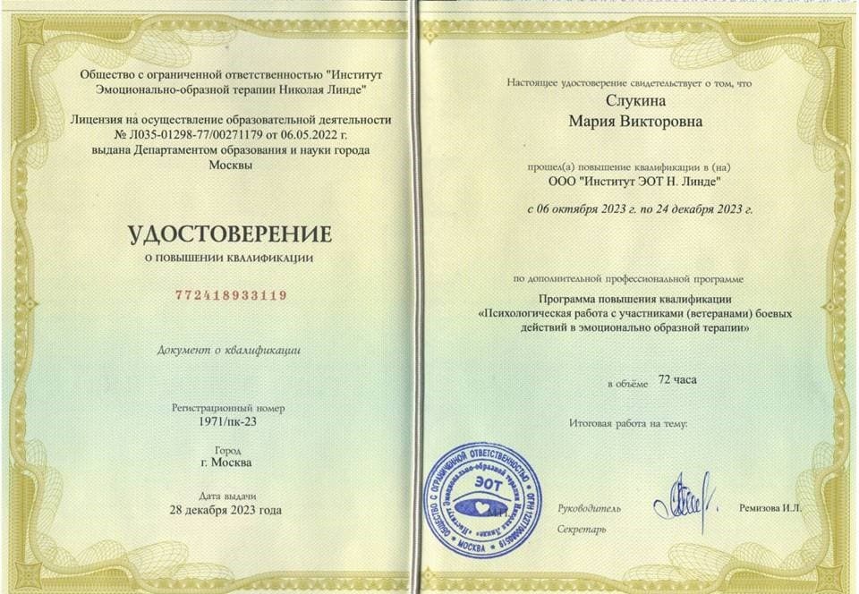 Документ об образовании — Слукина Мария Викторовна, 8