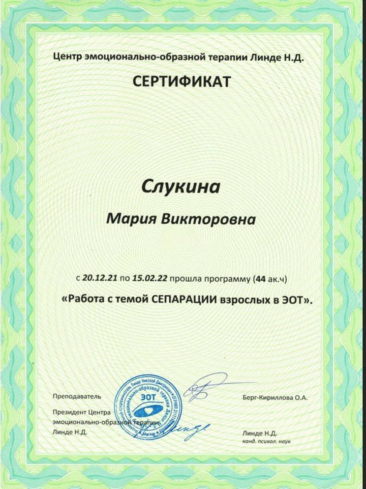 Документ об образовании — Слукина Мария Викторовна, 14
