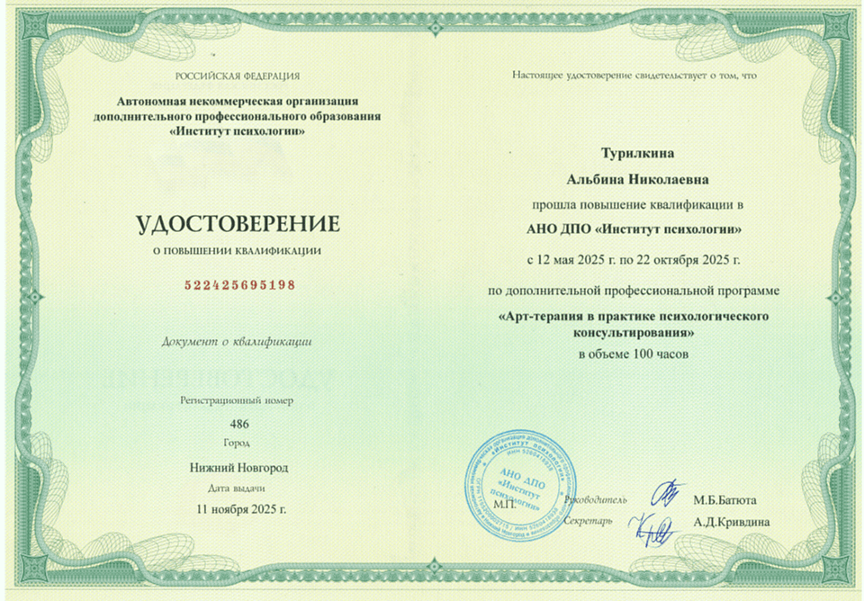 Документ об образовании — Турилкина Альбина Николаевна, 10