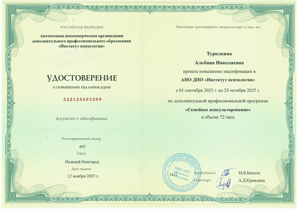 Документ об образовании — Турилкина Альбина Николаевна, 11