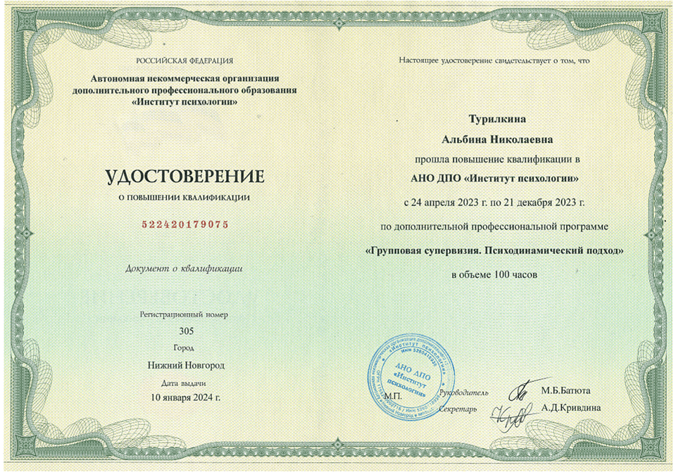 Документ об образовании — Турилкина Альбина Николаевна, 8